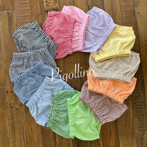 Gingham shorts bloomers- Light Blue