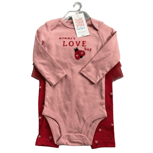 Carters Valentine's Day (Girls 6M) 2-Piece Pink Bodysuit & Red Tutu Pants Set
