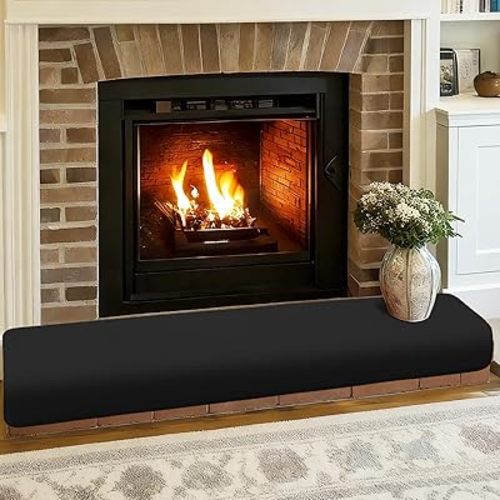 Thick Memory Foam Fireplace Baby Proofing, 90.5x15 in Soft Hearth Cover Baby Proof, Hearth Cushion Fireplace Protectors for Children Proofing, Edge Protector, Black
