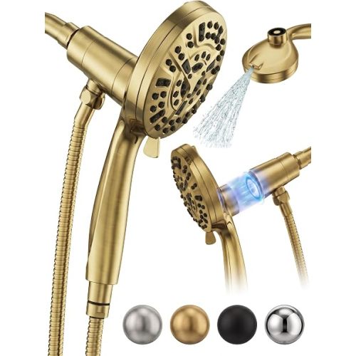 High Pressure Handheld Shower Head Chrome,9 Function Sprays Magnetic Rain Shower Head with Handheld,Anti-clog Nozzles, Built-in Power Wash to Clean Tub