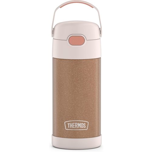 THERMOS FUNTAINER Water Bottle with Straw - 12 Ounce, Rose Gold Glitter - Kids Stainless Steel Vacuum Insulated Water Bottle with Lid