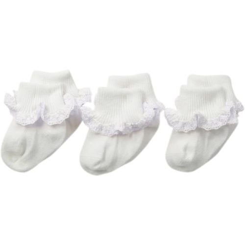 Jefferies Socks Baby-Girls Infant Cluny and Satin Lace Socks 3 Pair Pack
