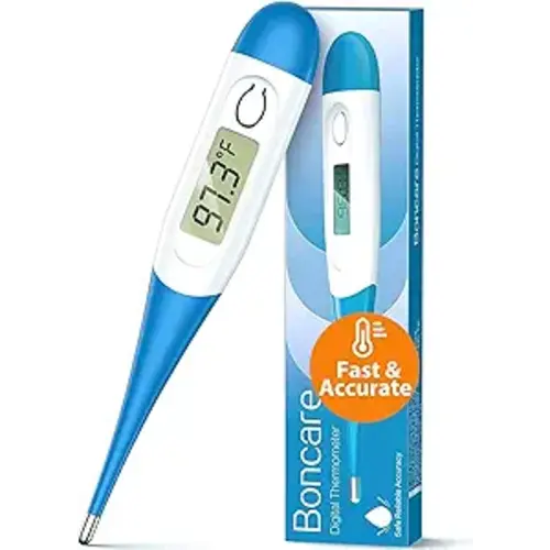 Boncare 10 Seconds Oral Thermometer for Adults and Kids - Accurate & Safe Rectal Thermometer for Baby with Fever Alarm, Digital Thermometer FSA HSA Eligible (Light Blue)