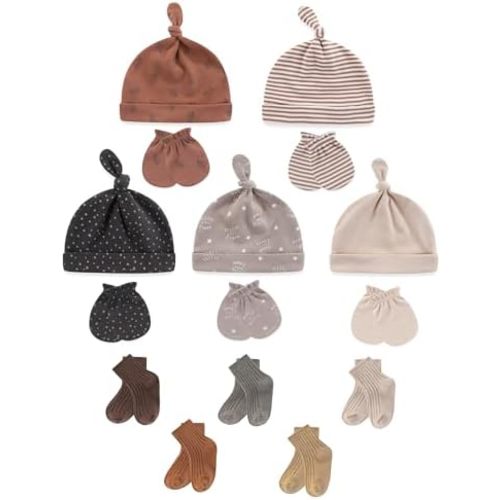 Baby Hats Mittens and Socks Set Soft Cotton Newborn Hat Glove for Boys Girls 0-6 Month