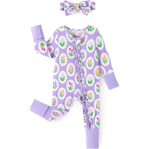 PATPAT Bamboo Viscose Baby Footie with Headband