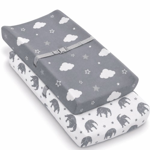 Bublo Baby Changing Pad Cover Sheets Set, 2 Pack, Universal Fitted Changing Table Covers for Boys and Girls, Comfortable Cozy Cradle Sheets, Breathable Soft Jersey Cotton, Fitted 32x15x5 Inches Pads,