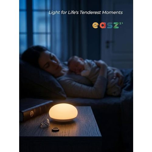 Baby Night Light, Nursery Night Lamp for Breastfeeding, Soft BPA Free Silicone Touch Night Lamp, Eye Caring, Easy Flip Design, Stepless Dimming, 1-Pack