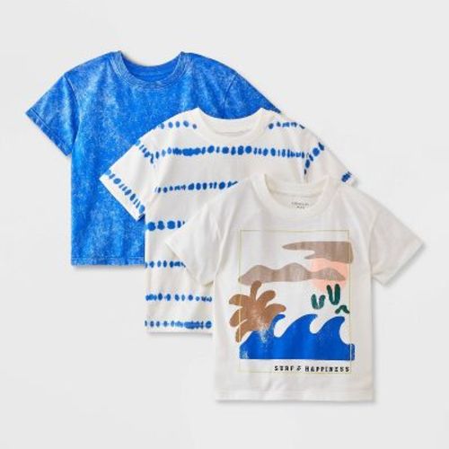 Grayson Mini Toddler Boys' 3pk Short Sleeve Striped Jersey T-Shirt - Blue 12M