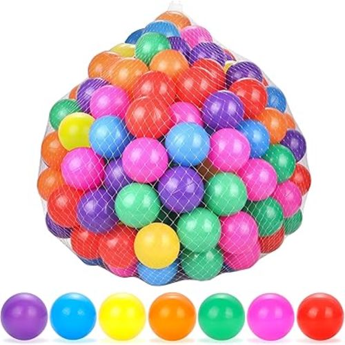 Ball Pit Balls 200 Count for Kids, Plastic Balls for Ball Pit, 2.2" Crush Proof Play Balls BPA Free Non-Toxic, 7 Kinds of Bright Color Ocean Balls Includes Reusable Net Bag (Rainbow)