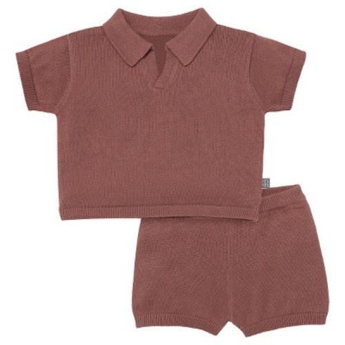 Modern Moments™ by Gerber Baby Boys' 2-Piece Johnny Collar Sweater Knit Set, Brown, 6-9 Months