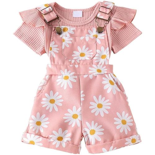BRICUTESK Baby Girl Clothes toddler fall outfit Ruffles long sleeve Romper+suspender skirt dress+ DIY Headband 3pcs