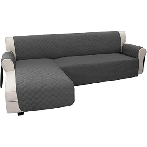 Easy-Going Sectional Couch Covers for Dogs L Shape Sofa Cover Reversible Sofa Slipcover Chaise Lounge Cover Furniture Protector Cover for Pets Dog Cat (Large, Dark Gray/Dark Gray)