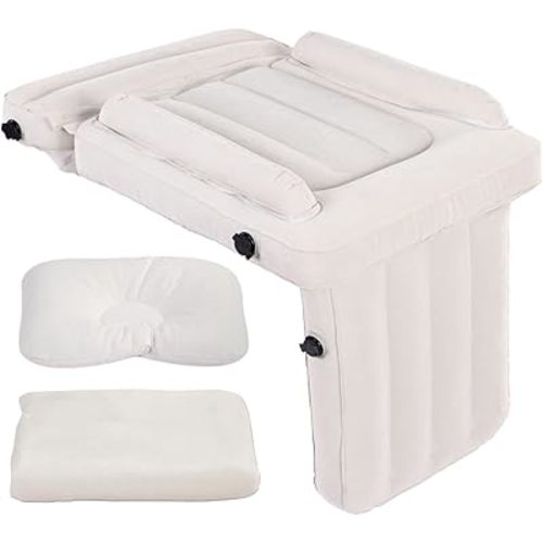 Luxury Toddler Airplane Bed – Travel Bed Seat Extender for Kids with Carry Bag, Air Pump, Pillow & Blanket – Portable Toddler Air Mattress, Travel Essentials for Airplane Seats (Beige)
