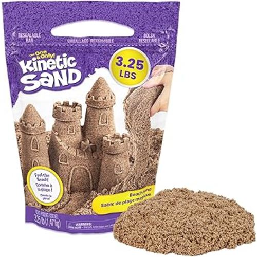 Kinetic Sand, 3.25lbs Beach Play Sand, Amazon Exclusive, Resealable Bag (Packaging May Vary), Sensory Toys, Holiday Gifts & Stocking Stuffers for Kids Ages 3 and up