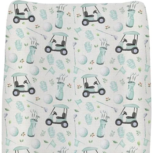 Green Golf Changing Pad Covers for Baby Girls Boys Sports Golfing Fitted Change Table Pad Covers Mats Golf Lovers Gift Soft Diaper Change Table Cover Sheets for 32''×16'' Contoured Pad