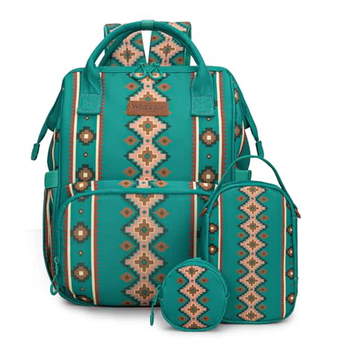 Montana West Wrangler Callie Diaper Bag Backpack with Pacifier Case, Crossbody Bottle Bag and Stroller Straps Western Pattern Multifunction Baby Travel Bag Set WG2215-9110TQ