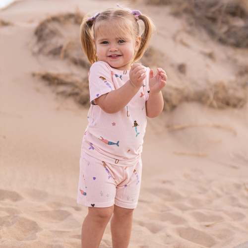 Mermaids Small Ribbed Shorts Two-Piece Set 18-24M