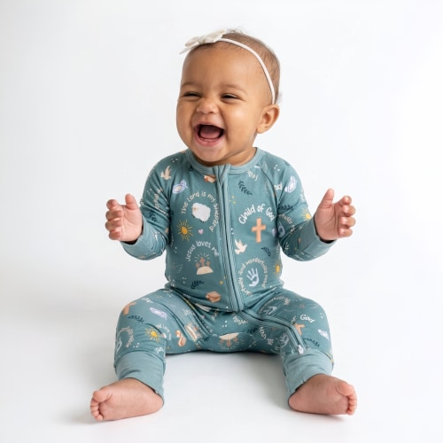 Faithful blessings- Bamboo convertible footie- Zippy pajamas