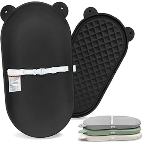 Changing Pad, Wipeable Diaper Changing Pad with Safety Belt for Changing Table, Nursery, Dresser, EVA Non-Slip Baby Changing Table Pad, Black