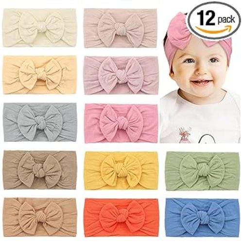 CÉLLOT Super Stretchy Soft Knot Headbands with Hair Bows Head Wrap Hair Accessories For Newborn Baby Girls Infant Toddlers Kids