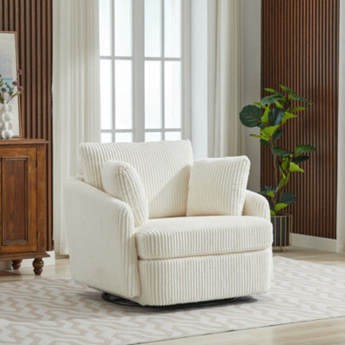 Upholstered Swivel Chair With 2 Side Pillows | Wayfair