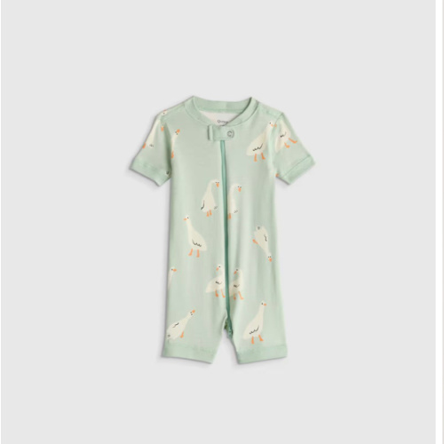 100% Organic Cotton Shortie Onesie Pajama in Goosie | Quince Canada