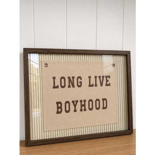Framed Long Live Boyhood - Sage Stripes 16x20