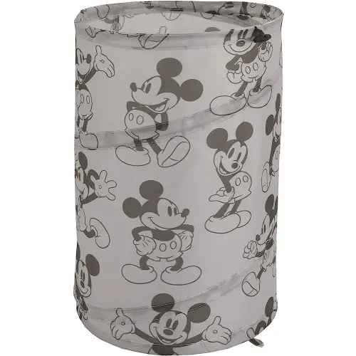 Disney Mickey Mouse Round Pop-Up Hamper, Grey/Black