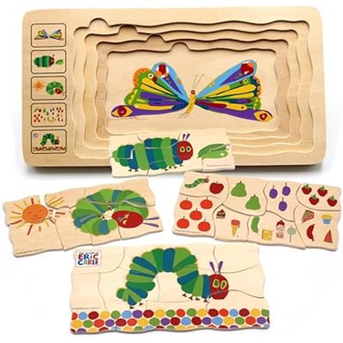 Butterfly Growth Process Puzzle Kids Montessori Hungry Caterpillar Multilayer Puzzle Digital Color Cognitive Educational Toy Hungry Caterpillars Chase Food Move Through Puzzles Toys