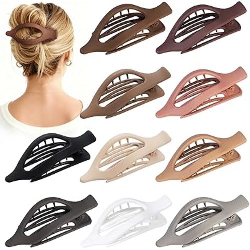 10 Pcs Flat Hair Clips for Women French Concord Claw Clips for Thick and Thin Hair Claw Clips Duck Billed Barrettes Hair Accessories for Women and Girls (Basic)