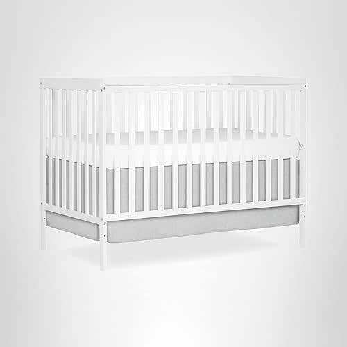 Dream On Me Synergy 5-in-1 Convertible Full-Size Baby Crib with Toddler, Day & Full Bed Conversion in White, GreenGuard Gold & JPMA, 3 Mattress Heights, Sustainable Pinewood