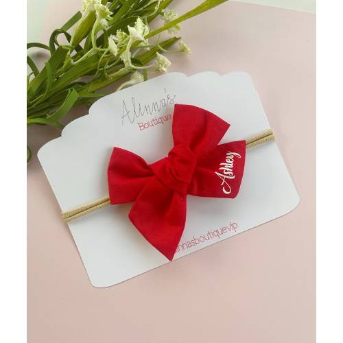 Personalized baby bow, valentine hair bows, red and white bows, baby headband