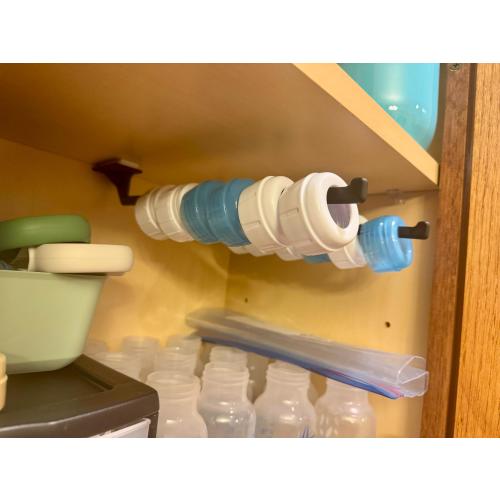 Baby Bottle Ring Organizer - Under Cabinet or In Cabinet