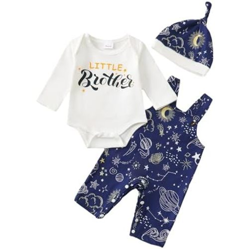 Newborn Baby Boy Clothes Preemie-12M Boy Long Sleeve Romper + Patterned Printed Pants + Cute Hat 3PCS Baby Boy Outfits