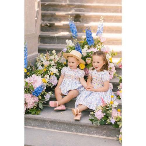 Ondine Floral Blue Short Sleeve Bubble Romper - Antoinette Paris | Maisonette