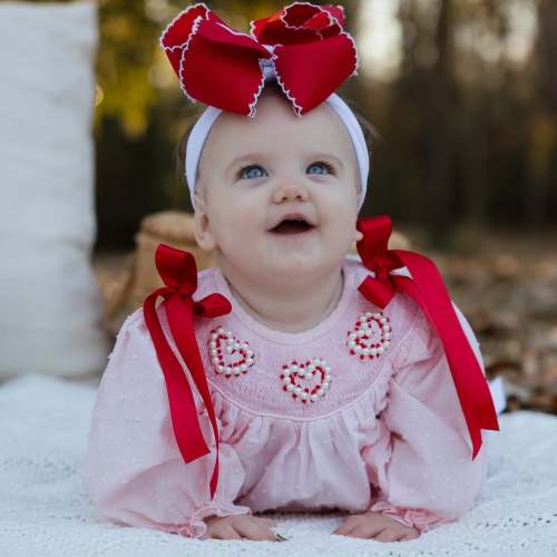 Pink Swiss Dot Pearl Smocked Bishop Bubble – Little Bear Smocks