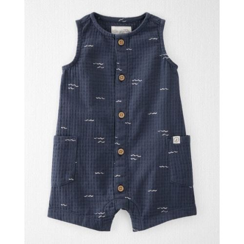 Baby Textured Organic Cotton Romper in Waves - Little Planet | Carter's