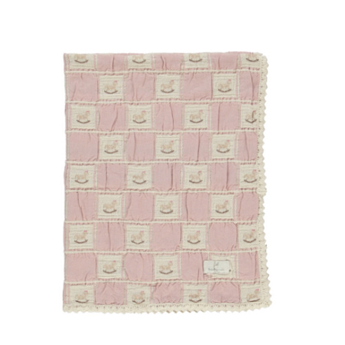 Blush Rocking Horse Patchwork Blanket – Cozy Baby Blanket