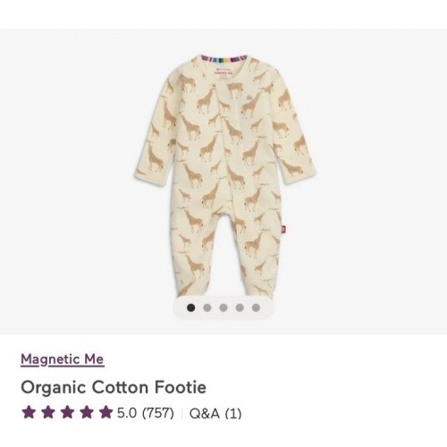 Magnetic Me Cream Jolie Giraffe Organic Magnetic Footie