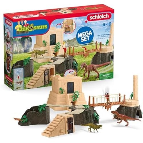 Schleich Dinosaurs - 169PC Conquest of The Dino Temple Mega Set - With 2 Dinosaur Figurines, Adventure Man Action Figure and Modular Play Structure - Dino Toys for Boys, Girls - Kids Ages 5+ | 42656
