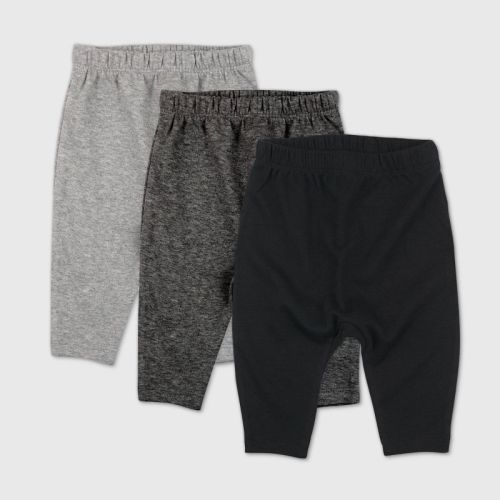 Honest Baby 3pk Organic Cotton Cuff-Less Harem Pants - Gray, Size: 6-9M