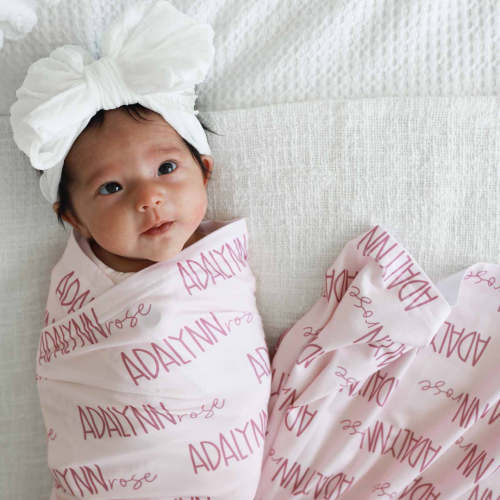 Personalized Baby Name Swaddle Blanket Font Duo | Pastel Cutie