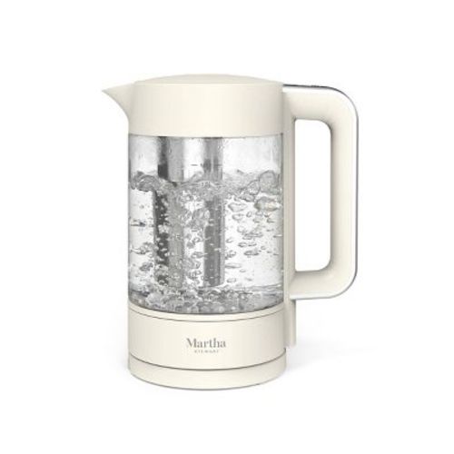 Martha Stewart 1.7L Glass Carafe Electric Kettle with Removable Tea Infuser Linen