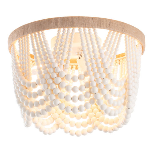 Dakota Fields 3 - Light 12.6" Unique/Statement Dome Flush Mount Bohemia Wood Beaded Flush Mount & Reviews | Wayfair