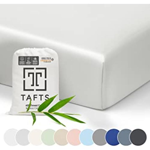 TAFTS Bamboo Crib Sheet Fitted, Girls Boys & Unisex 100% Organic Bamboo Crib Sheet for Standard Crib and Toddler Mattress, Luxuriously Soft, Cool, 360 Elasticized, (28" x 52" Ivory)
