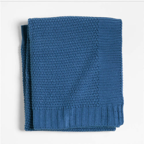 Bubble Knit Light Navy Blue Baby Stroller Blanket