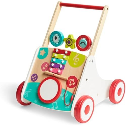 Hape Wooden Push and Pull Music Learning Walker| Multiple Activities Center for Toddlers Ages 10 Months and Up