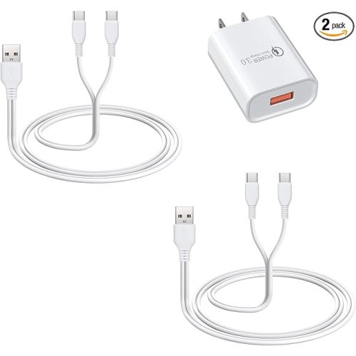 2-Pack Hands Free Breast Pump Charger for Momcozy M5, USB C Charging Cord for Momcozy M6 Breastfeeding Pump, with Power Adapter