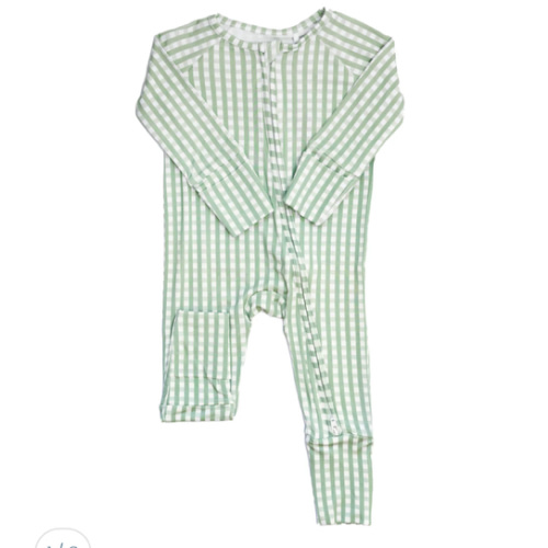 0-3M - Sage Gingham Onesie