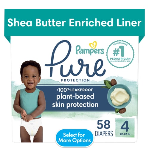 Pampers Pure Baby Diapers Size 4, 58 Count (Select for More Options)